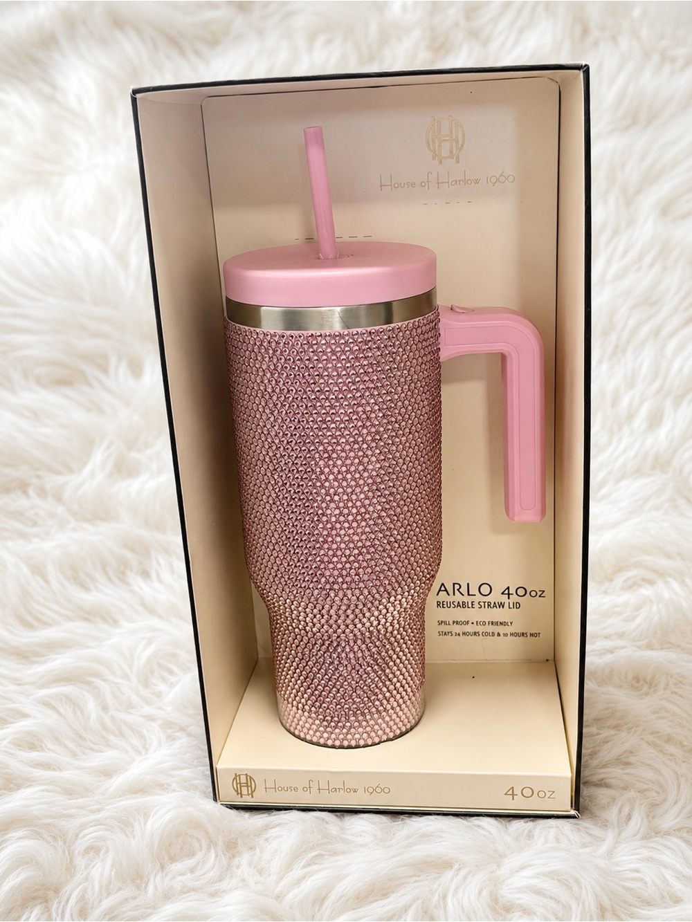 House of Harlow 1960 Arlo 40oz Tumbler – Pink Rhinestone